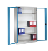 Stahlschrank 8930-055 S10099 lichtgrau, lichtblau, Acrylglas 120,0 x 40,0 x 195,0 cm, aufgebaut